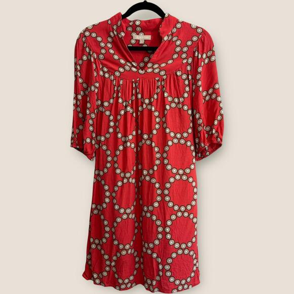 Banana Republic Women's Size 8 Rayon Patterned Mini Shift Dress with 3/4 Sleeves - Picture 1 of 9